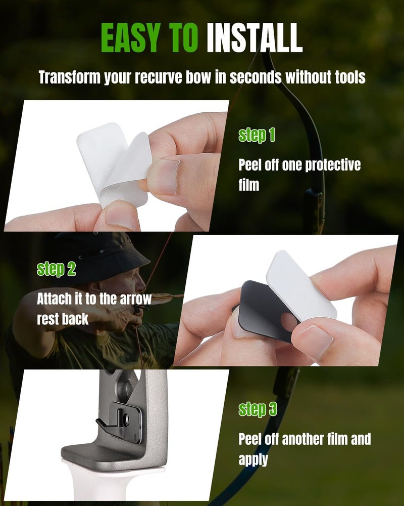 Pawfly 8 Pcs Arrow Rest for Recurve Bows, Right Hand Archery Arrow Rest with Adhesive Back, Plastic Recurve Bow Arrow Rest, Recurve Bow Accessories for Hunting Shooting Targeting, Black - Image 3